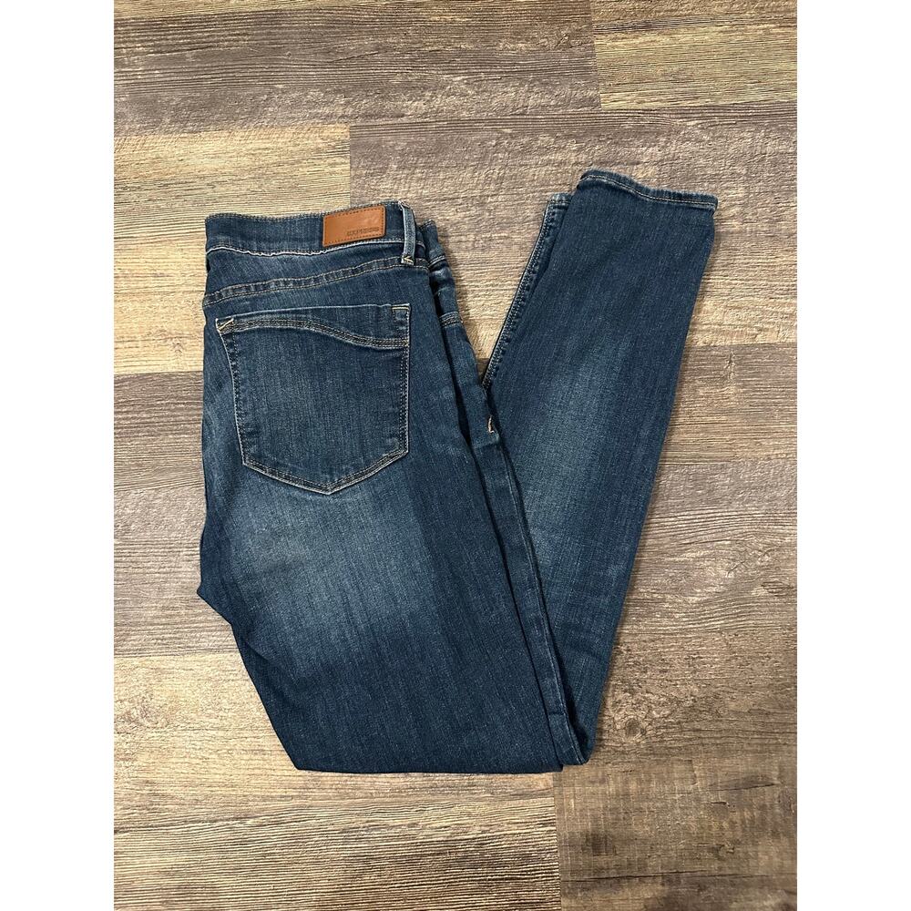 Express Jeans Women's Blue Solid Leggings Mid Rise Stretch Skinny Jeans Size 12R - Picture 2 of 4